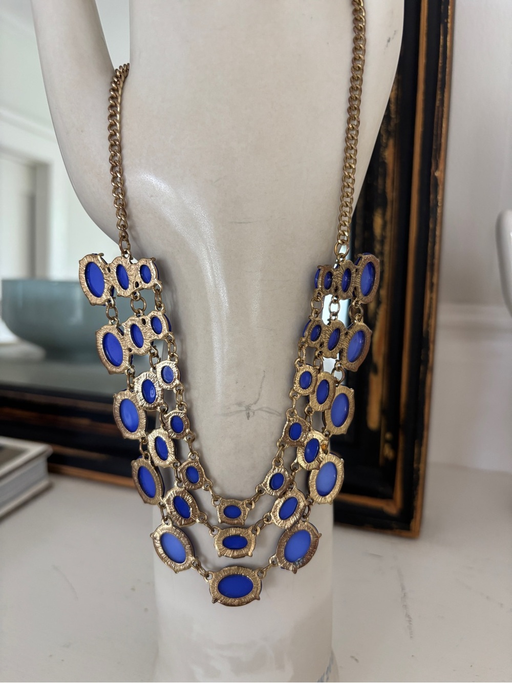 Blue Multi-Strand Statement Necklace - Picture 8 of 9